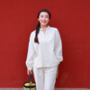 【抖音专属】新中式衬衣+阔腿裤（25810153+25709350-玉色） 商品缩略图1
