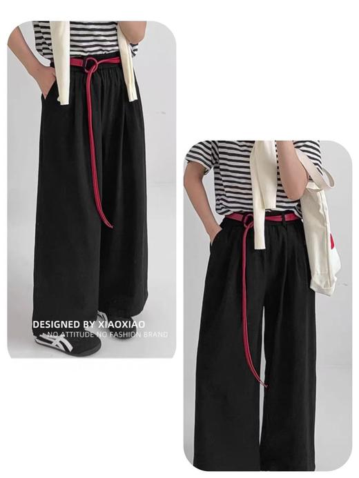 【秋上新】送腰带-893简约松紧腰撞色腰带九分休闲裤（面料不易粘毛）-喜出 商品图3