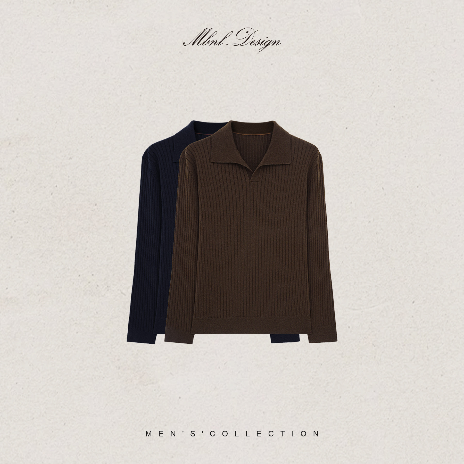 「Rib Knit」秦磊男装德国进口机器羊毛混纺Polo衫LL-WSY1149 N9商品图3