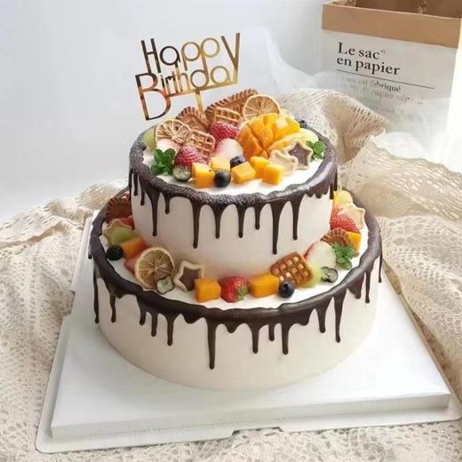 【双层巧克力淋面1】鲜果奶油蛋糕 商品图0