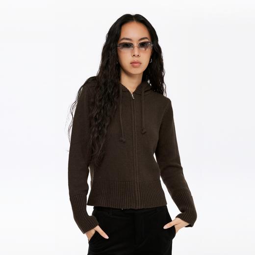 oneup粗针连帽拉链毛衣 商品图2