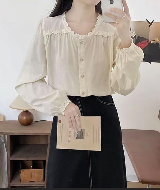 取消 【重工刺绣小衫】蕾丝款～560秋季新品蕾丝领长袖小衫-喜出 商品图1