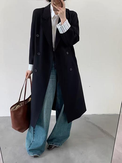 女王节抢购【自营】错过没有！清货不退【秋上新】高支高密～很有品质感 可卷边袖口中长风衣外套-喜出 商品图0