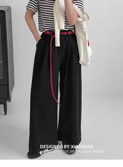 【秋上新】送腰带-893简约松紧腰撞色腰带九分休闲裤（面料不易粘毛）-喜出 商品图1