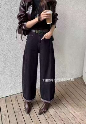 【爆款牛仔】2025秋季新品～7180弹力气球内里印花版升级牛仔裤-喜出
