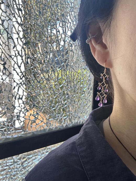 SpoiledBrat Jewelry Chandelier 系列 | 长款三层吊灯紫水晶耳环 商品图2