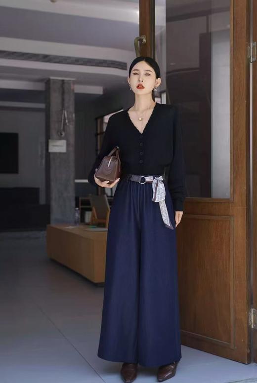 1.22限时秒杀！不支持退货【秋上新】这垂感也太好了吧-2523丝带款品质阔腿裤休闲牛仔裤-喜出 商品图1