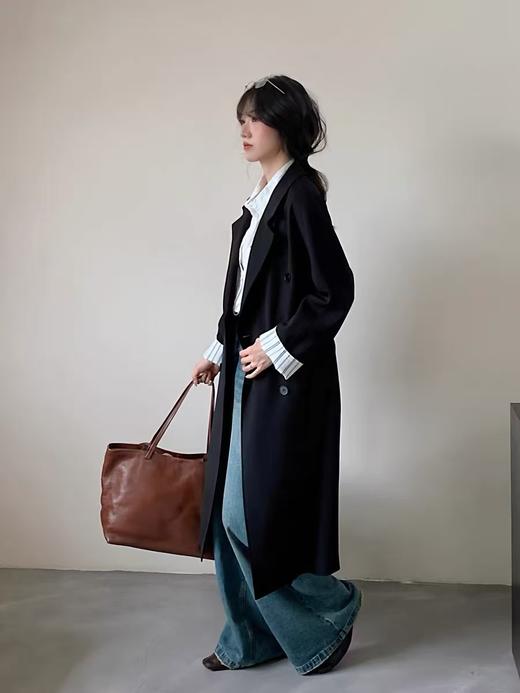 女王节抢购【自营】错过没有！清货不退【秋上新】高支高密～很有品质感 可卷边袖口中长风衣外套-喜出 商品图1