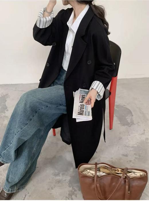 女王节抢购【自营】错过没有！清货不退【秋上新】高支高密～很有品质感 可卷边袖口中长风衣外套-喜出 商品图5