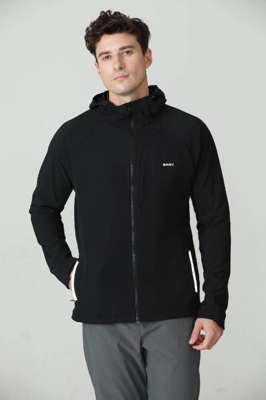 SANY休闲男士戴帽针织外套320C-黑色 商品图1