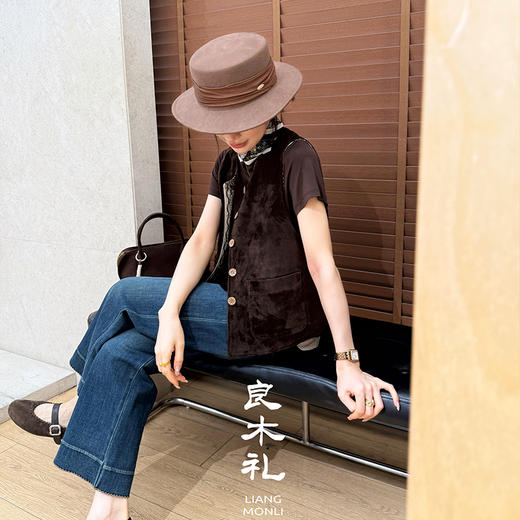 【特价不退不换】【现货】良木礼阔腿牛仔裤（咖花边）（Q2591602） 商品图3