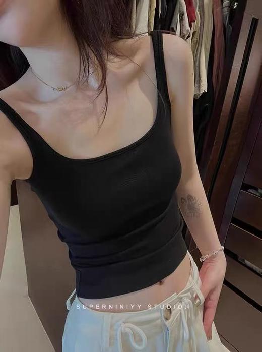 【品质美背】40支莫代尔～2201高弹力中细肩带免穿内衣一体杯背心-喜出 商品图3