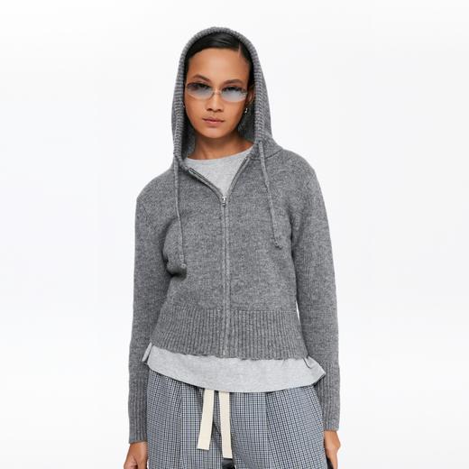 oneup粗针连帽拉链毛衣 商品图3