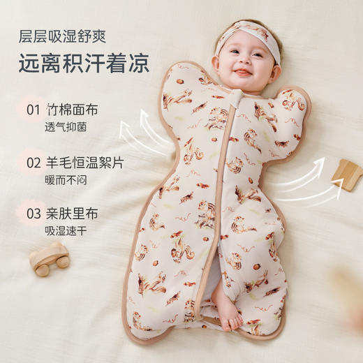 【2025秋冬新品】ibaby×outlast太空科技恒温投降式/翅膀式襁褓睡袋澳洲羊毛保温 商品图5