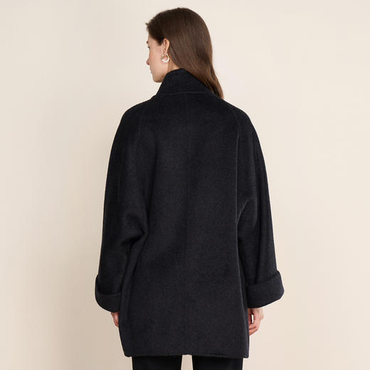 EITIE爱特爱复古宽松法式优雅立领一手长羊绒呢子大衣冬新款D2514901 商品图5
