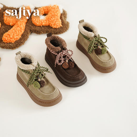 Safiya/索菲娅2025潮趣松果系带厚底百搭艺术家联名保暖加绒短靴SFD4118326 商品图12