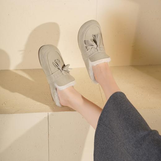 西村名物2025年冬季新款流苏毛毛底勃肯鞋时尚休闲加绒保暖女后空鞋T25DM49161 商品图7