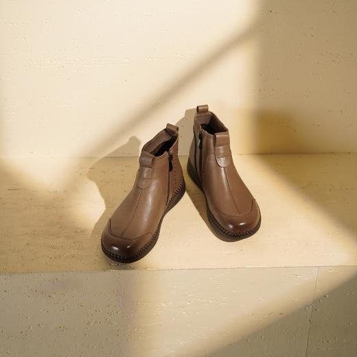 【绒里可选】西村名物2025年冬季新款厚底小坡跟舒软切尔西靴T25DS49231 商品图9