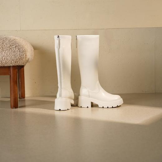 西村名物2025年冬季新款舒适百搭粗跟显高骑士靴不过膝高筒靴T25DQ49601 商品图8