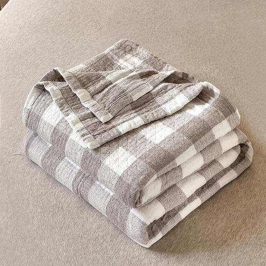 【多样屋专柜】多样屋全棉小格毛巾被/枕套-粉，灰，蓝3色任选150*200cm/200*230cm 商品图6