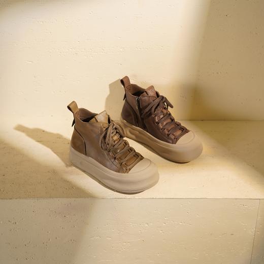 西村名物2025年冬季新款复古休闲短靴系带高帮马丁靴T25DS49611 商品图6