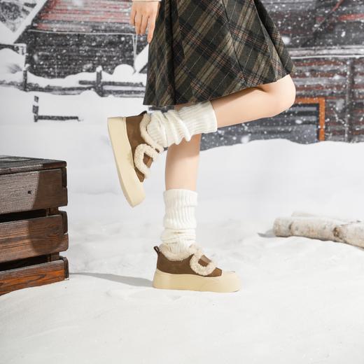 西村名物2025年冬季新款加绒百搭大头厚底毛毛板鞋面包鞋摩卡慕斯T25DS49331 商品图1