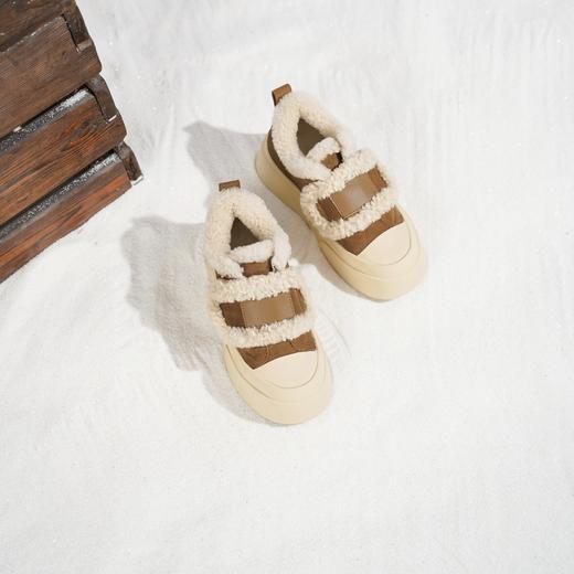 西村名物2025年冬季新款加绒百搭大头厚底毛毛板鞋面包鞋摩卡慕斯T25DS49331 商品图3