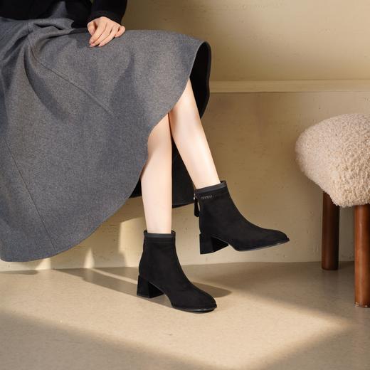 西村名物2025年冬季新款短筒粗跟气质瘦瘦靴切尔西靴T25DS49571 商品图4
