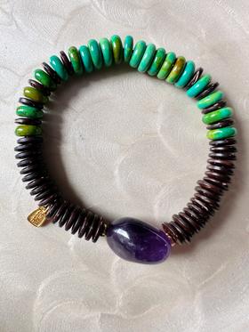 SpoiledBrat Jewelry檀香木紫水晶绿松手串
