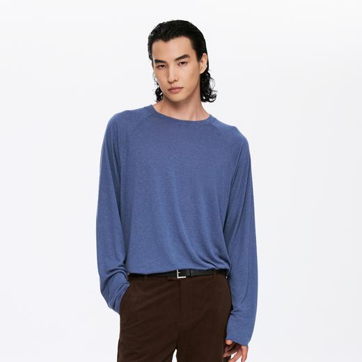 oneup天丝亚麻插肩长袖T恤（男女同款） 商品图1
