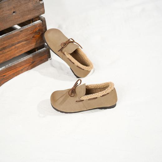 西村名物2025年冬季新款舒软平底防滑加绒内里保暖豆豆鞋全包勃肯鞋T25DM49101 商品图11