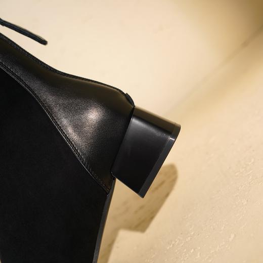 西村名物2025年冬季新款粗跟短筒绒面时尚切尔西靴T25DS49581 商品图8