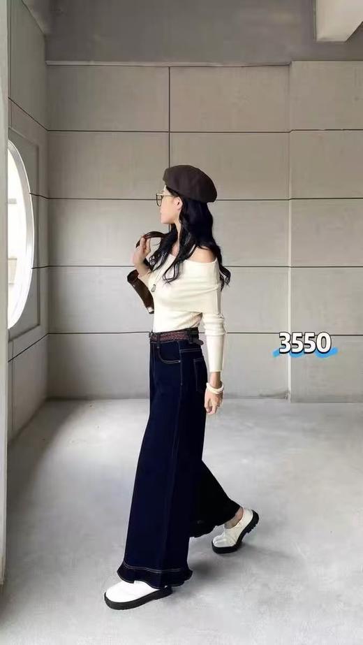 女王节抢购价-不支持退（清）【自营】不支持退货【爆款牛仔】2025秋品～6806单宁蓝超好看荷叶边牛仔直筒裤-喜出 商品图3