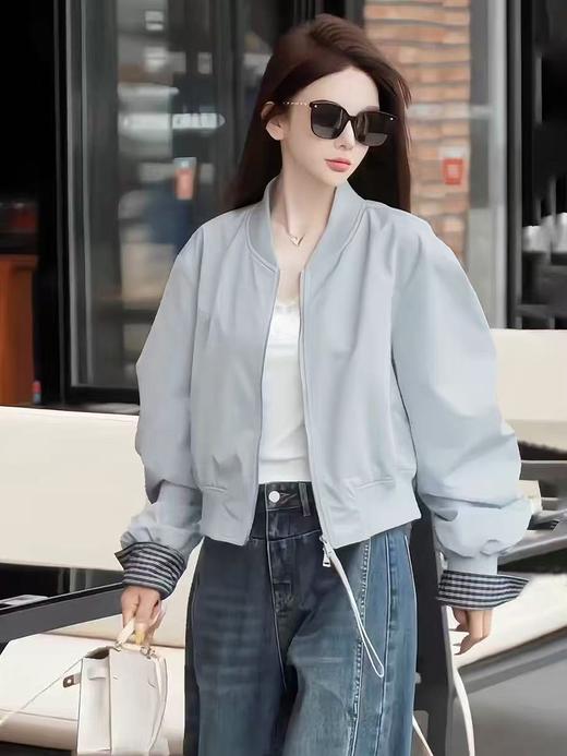 【秋上新】与慧辛品牌5825高级感品质拼接格子袖外套-喜出 商品图7