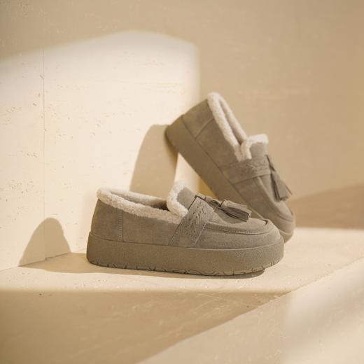 西村名物2025年冬季新款厚底加绒保暖流苏乐福毛毛鞋棉鞋雪地靴T25DM49391 商品图6