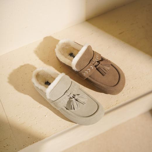 西村名物2025年冬季新款流苏毛毛底勃肯鞋时尚休闲加绒保暖女后空鞋T25DM49161 商品图5