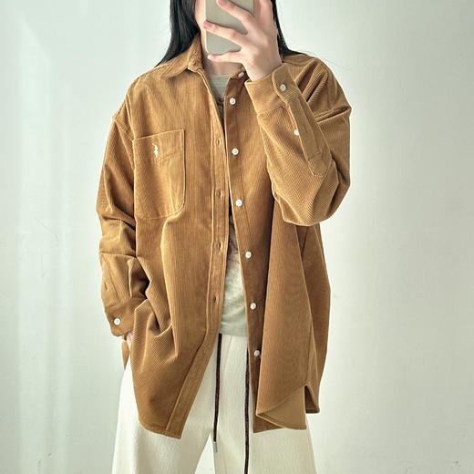 进口灯芯绒质感剪裁廓形设计休闲衬衫 商品图1