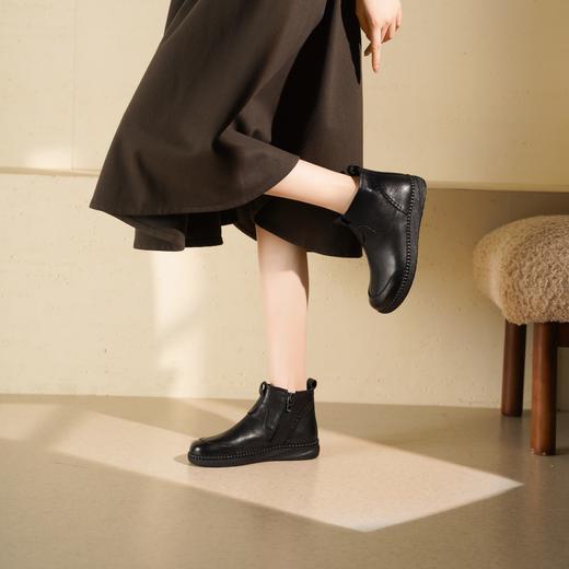 【绒里可选】西村名物2025年冬季新款厚底小坡跟舒软切尔西靴T25DS49231 商品图2
