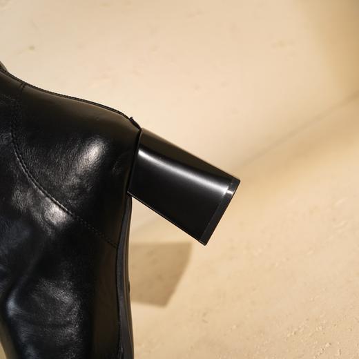 西村名物2025年冬季新款法式粗跟时装短靴舒适显瘦气质切尔西靴T25DS49591 商品图9