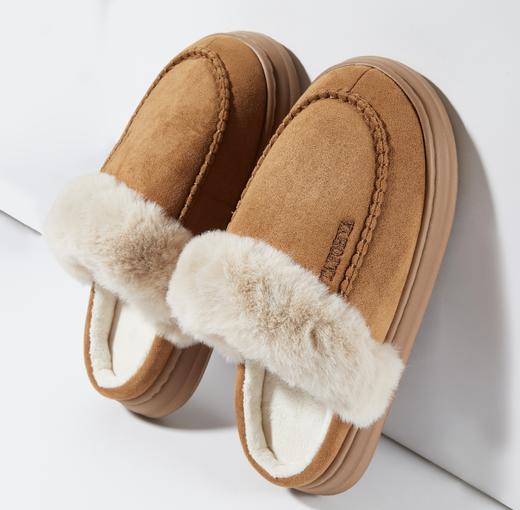 【多样屋专柜】多样屋暖绒舒适拖/卡其/秋冬季家居室内厚底保暖（码数偏小，拍大两码） 商品图0