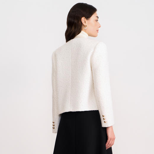 【羊毛短外套】EITIE爱特爱精致复古小香风白色亮片秋冬新款D2503905 商品图4