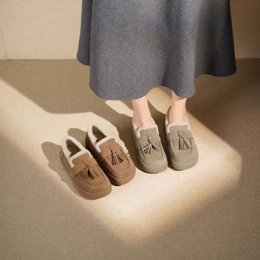 西村名物2025年冬季新款厚底加绒保暖流苏乐福毛毛鞋棉鞋雪地靴T25DM49391 商品图0