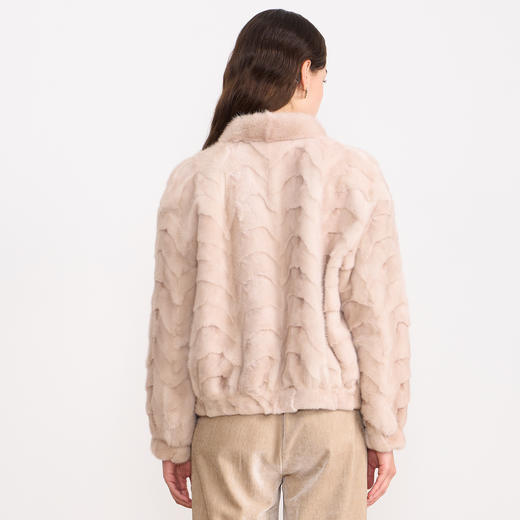 EITIE爱特爱高级感百搭燕麦色立领水貂毛皮草短外套冬季新款D2593917X 商品图4