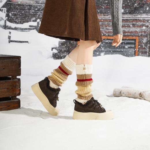 西村名物2025年冬季新款加绒高帮厚底防滑休闲鞋板鞋T25DS49421 商品图1