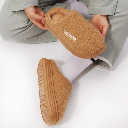 【多样屋专柜】多样屋棉云绒舒适拖/琉璃绿棉拖鞋女士秋冬家居室内厚底保暖情侣男士 商品图1