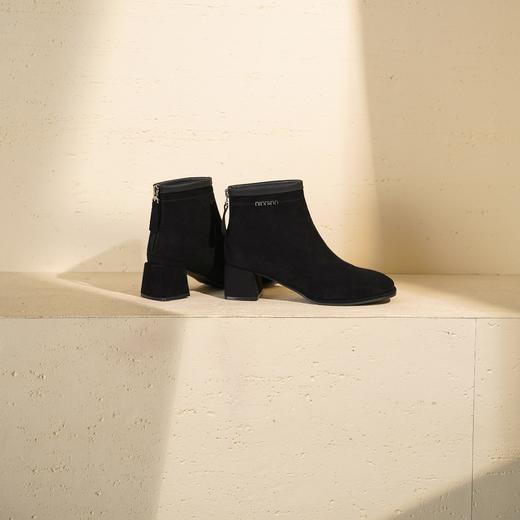 西村名物2025年冬季新款短筒粗跟气质瘦瘦靴切尔西靴T25DS49571 商品图7