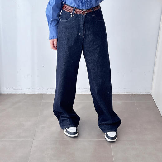 深蓝色设计感牛仔裤 商品图0