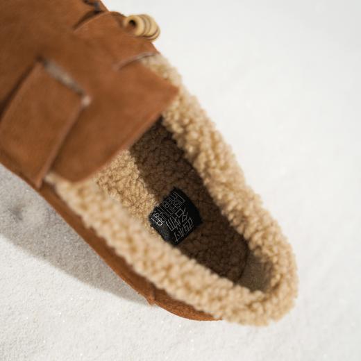 西村名物2025年冬季新款舒软平底加绒内里保暖全包勃肯鞋毛毛鞋豆豆鞋T25DM49091 商品图9