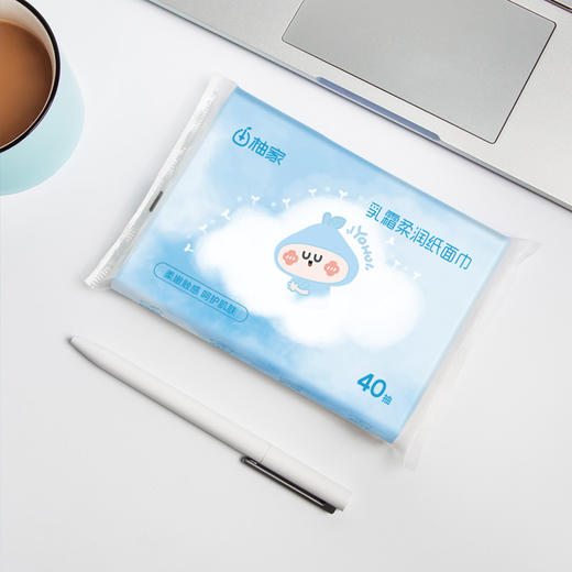 柚家保湿纸巾（蓝色款）40抽/包 3层 5包/箱170466 商品图3