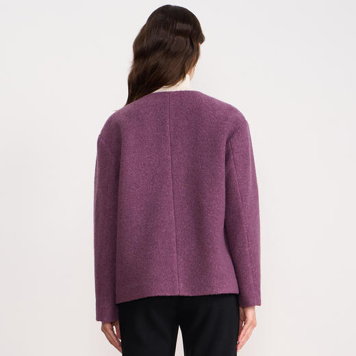 EITIE爱特爱时尚复古紫色单排扣短款宽松毛呢外套秋冬新款D2503915 商品图4